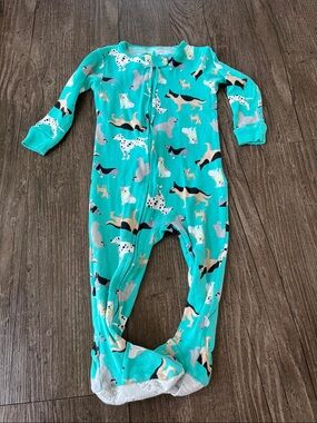 Carter’s Simple Joy Baby Teal Dog Print One-Piece Pajamas